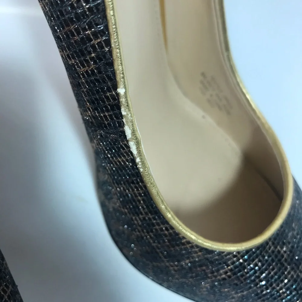 Enzo Angiolini Eainfinti Infinity Black Gold Metallic Cheetah Print Pumps - Picture 14 of 16